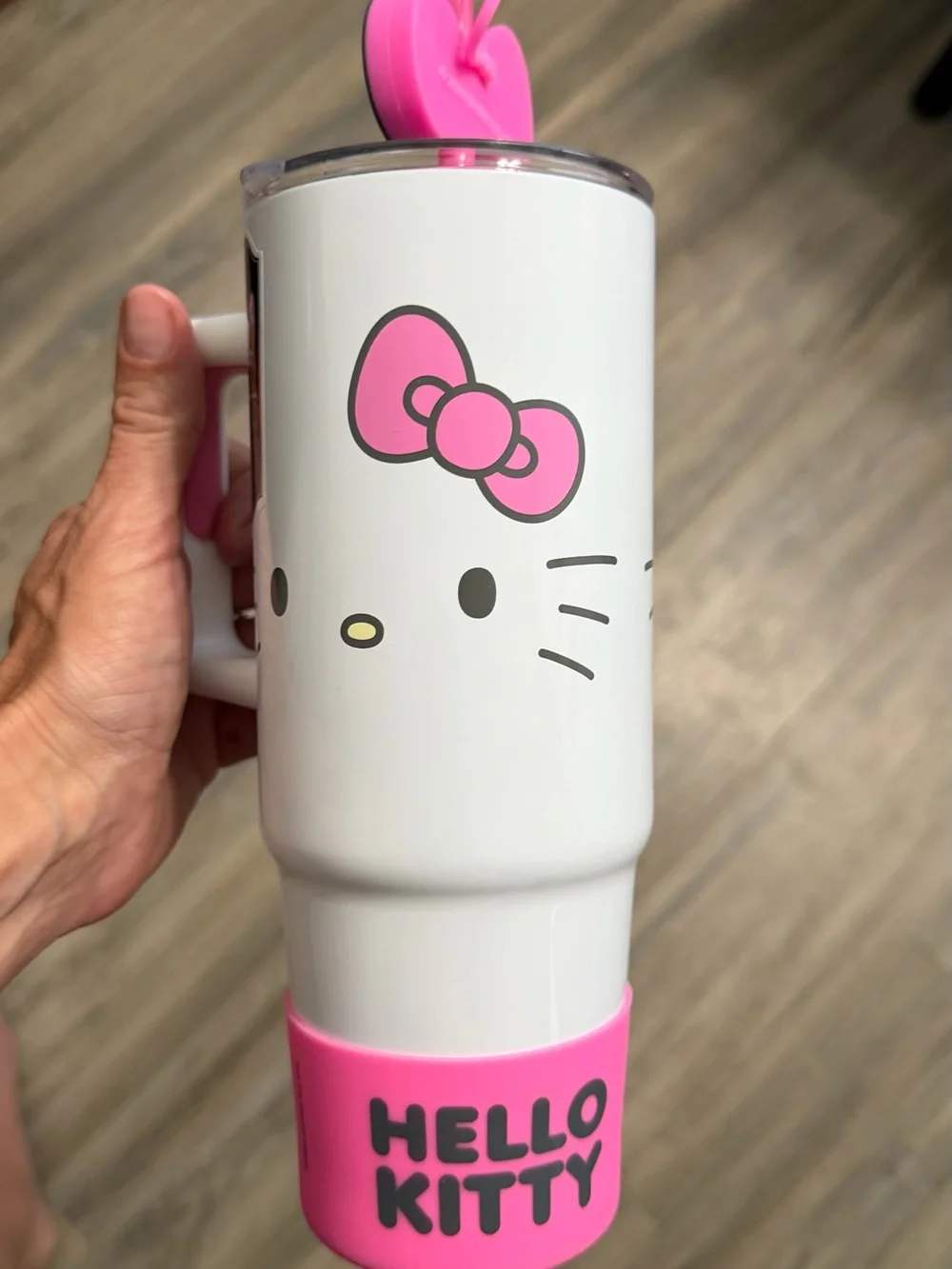 Hobby Lobby White & Pink Hello Kitty Travel Tumbler with Handle